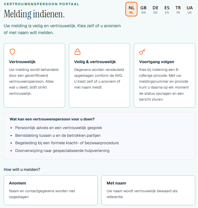 Schermvoorbeeld van een meldingsdossier met tijdlijn en acties